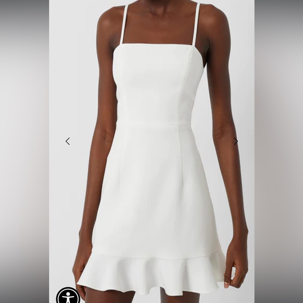 French Connection White Whisper Frill Dress Size 6